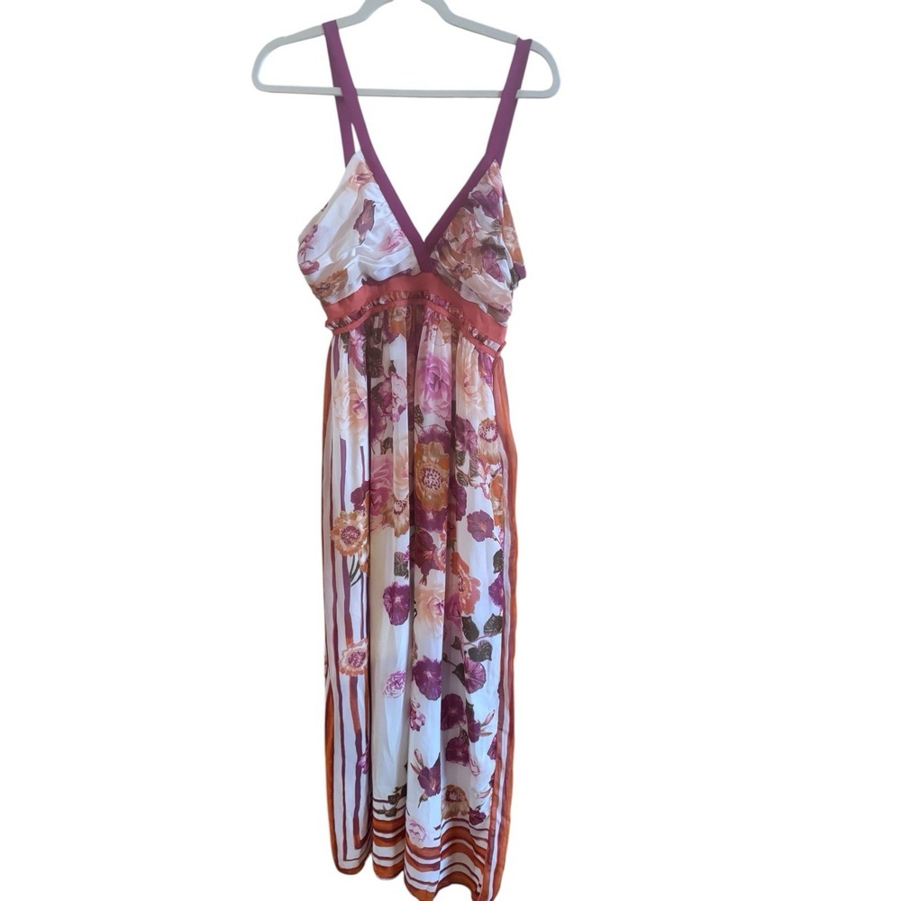 Albert Ferretti For Impulse Sleeveless Vibrant Fuchsia Floral Maxi Dress Size 8
